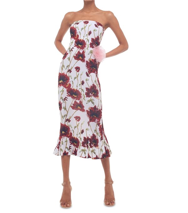 Strapless dress - poppies