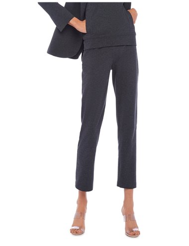 Straight cotton trousers - anthracite