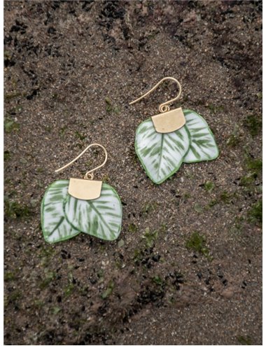 Leaves earring - green