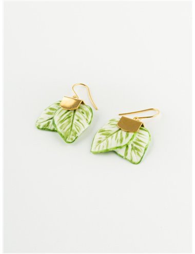 Leaves earring - green