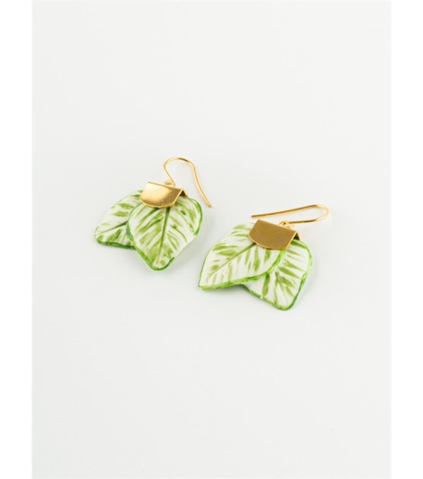 Leaves earring - green