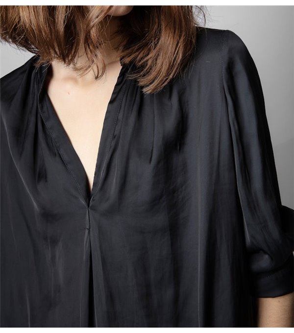 TINK SATIN - Satin blouse - black