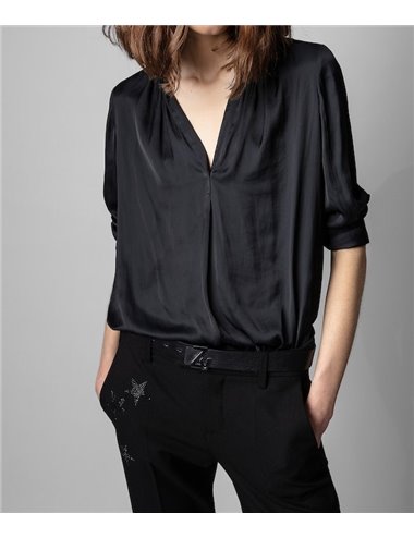 TINK SATIN - Blusa satinada - negro