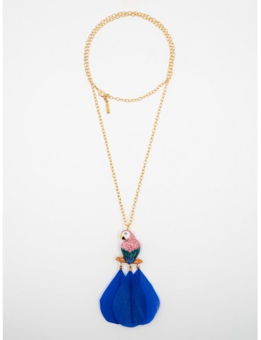 Collar cadena - loro y plumas