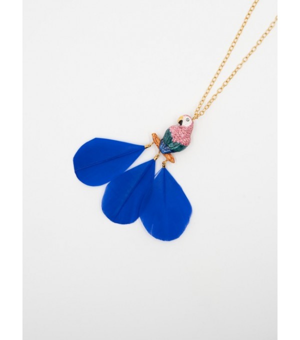 Collar cadena - loro y plumas Collar cadena - loro y plumas