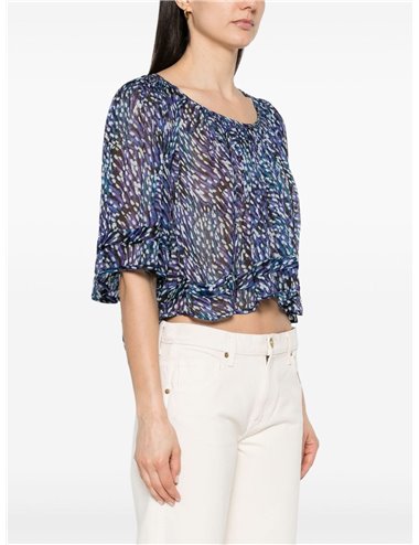 ROXINI - Printed georgette top - blue