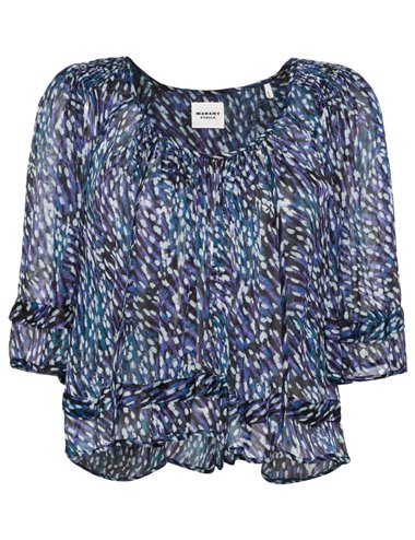 ROXINI - Top georgette estampado - azul