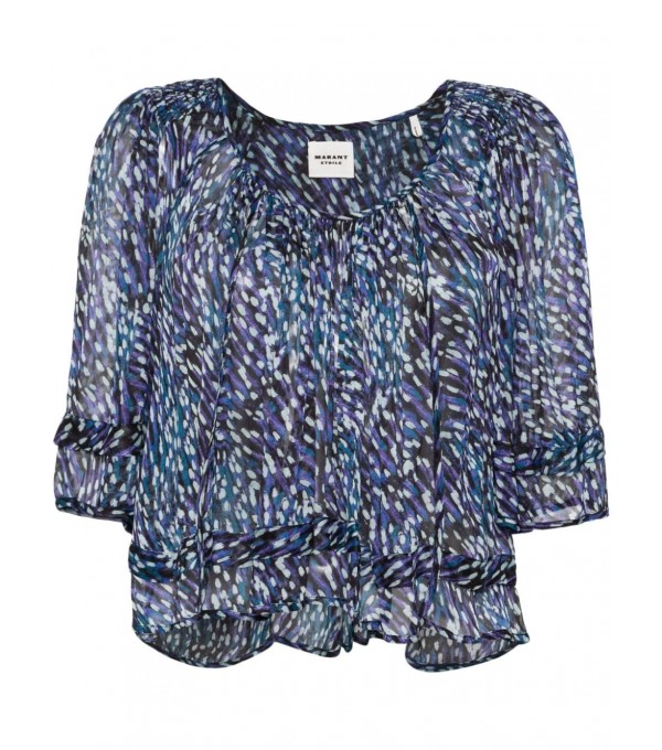 ROXINI - Top georgette estampado - azul