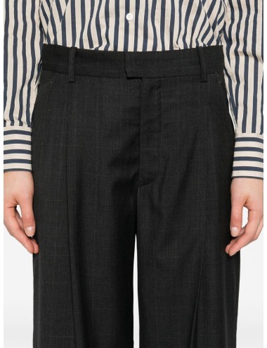 ROMINA - Pantalón cuadros amplio - antracita