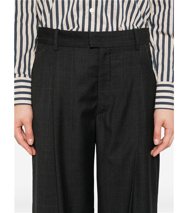 ROMINA - Wide check trousers - anthracite