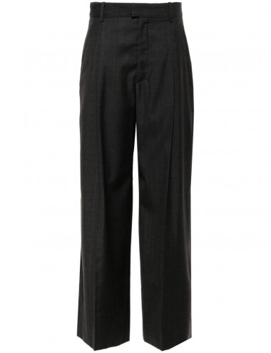 ROMINA - Pantalón cuadros amplio - antracita