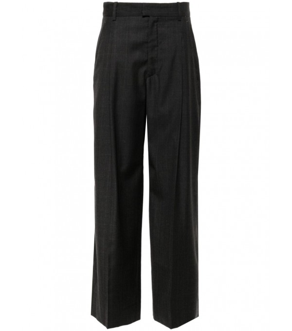 ROMINA - Pantalón cuadros amplio - antracita