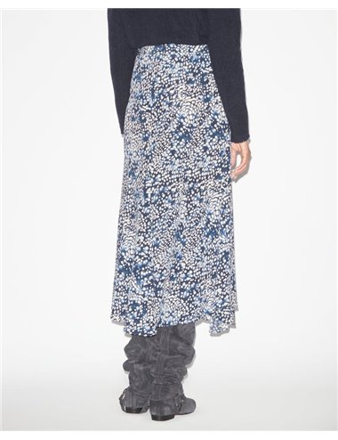 HORTENSIA - Long printed skirt - blue