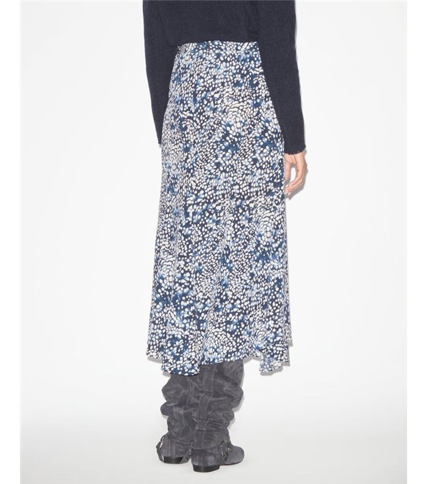 HORTENSIA - Long printed skirt - blue