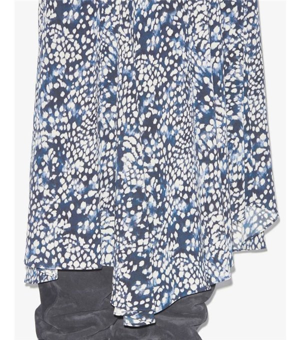 HORTENSIA - Long printed skirt - blue