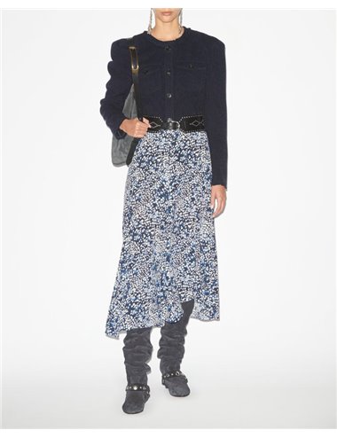 HORTENSIA - Long printed skirt - blue