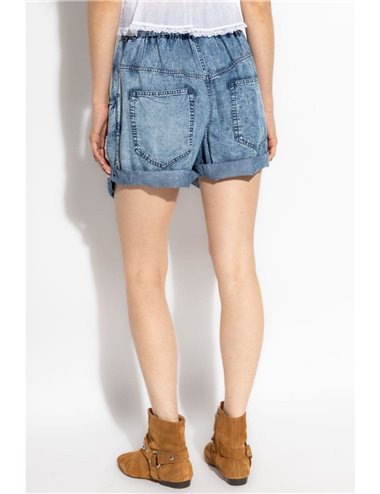 PIERINE - Fine denim shorts - blue