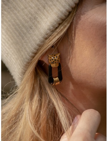 Pendientes leopardo negro