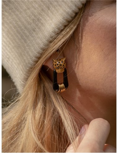 Pendientes leopardo negro