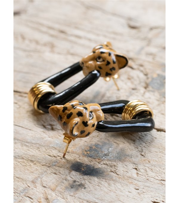 Pendientes leopardo negro