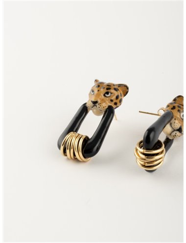 Pendientes leopardo negro