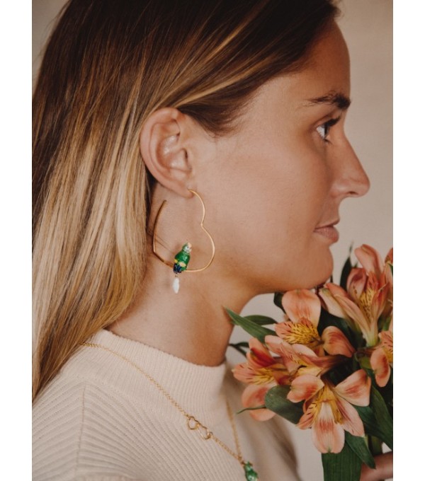 Pendientes corazón y loro Pendientes corazón y loro