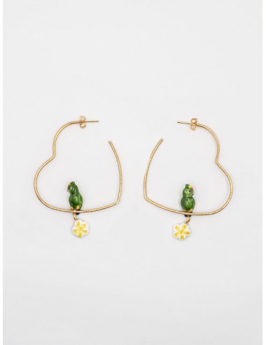 Pendientes corazón y loro