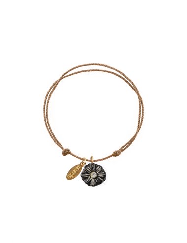 Pulsera cuerda flor negra