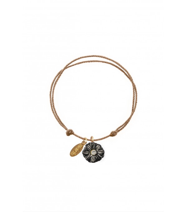 Pulsera cuerda flor negra Pulsera cuerda flor negra