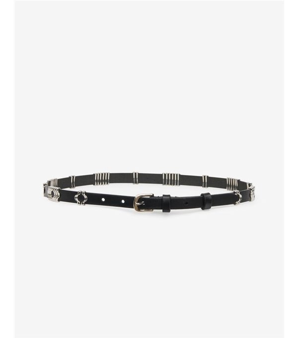 ODENA - Slim belt with appliqués - black