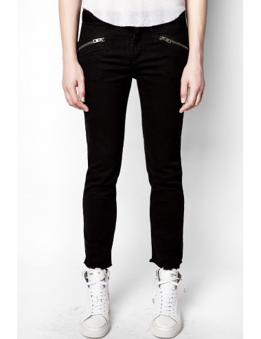 AVA - Zip fly jeans - black