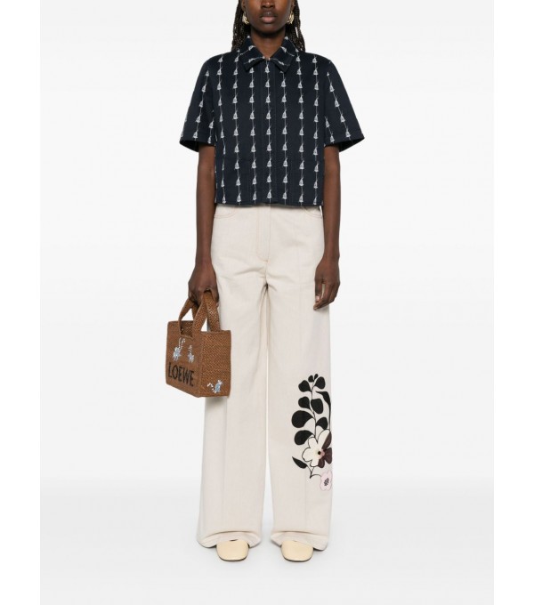 Denim flores bordadas Denim flores bordadas