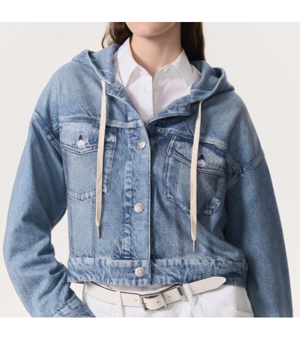 Chaqueta cremallera denim suave