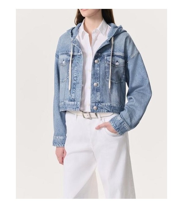 Chaqueta cremallera denim suave