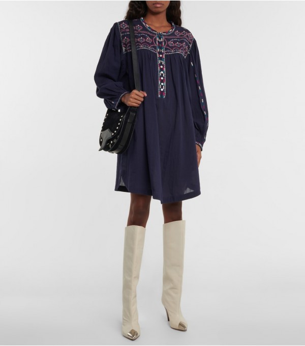 FEDERIKA-Vestido ml bordados contraste FEDERIKA-Vestido ml bordados contraste