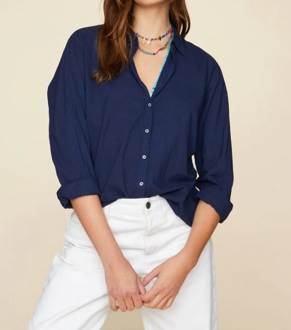 BEAU - Camisa algodón fino - marino