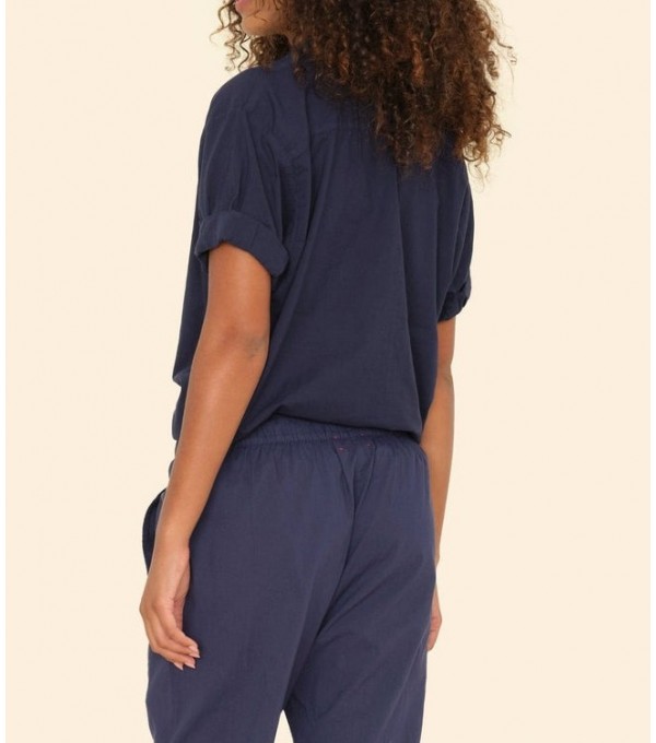 CHANNING - Camisa manga corta algodón fino - marino