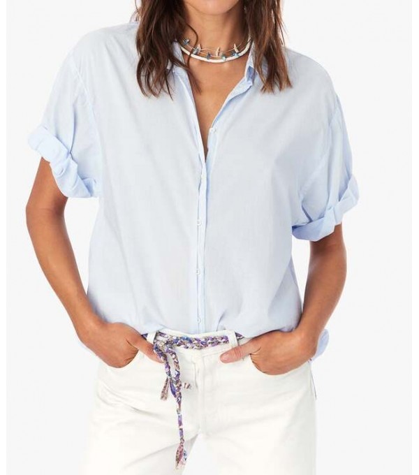 CHANNING - Camisa manga corta algodón fino - celeste