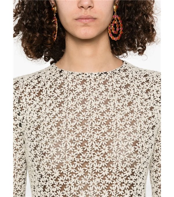 SOLINE - Tulle embroidered top