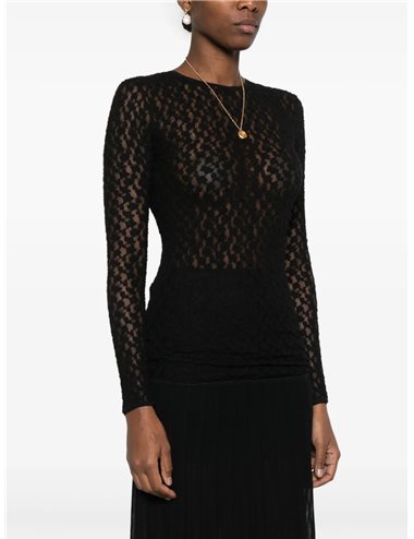 GAELLE-Top bordado semitransparente