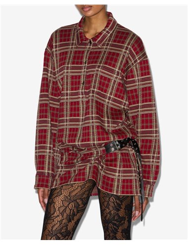 BLANDIA-Vestido camisero cuadros