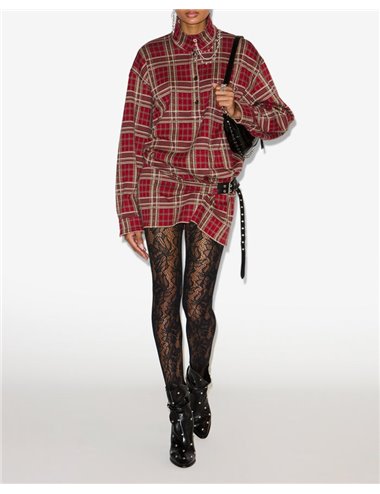 BLANDIA-Vestido camisero cuadros