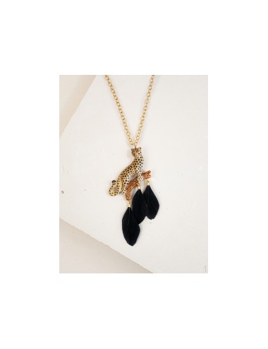 Collar cadena y plumas - leo