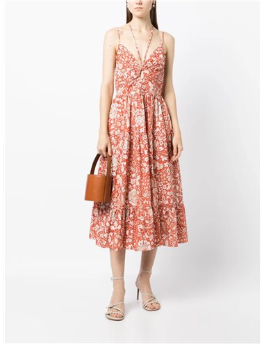 PHOEBE - Printed cotton dress - orange