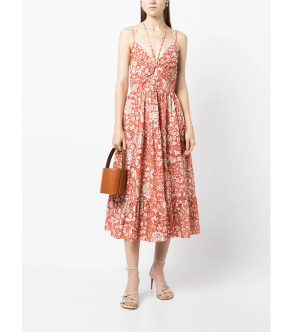 PHOEBE - Vestido cintas estampado - naranja PHOEBE - Vestido cintas estampado - naranja