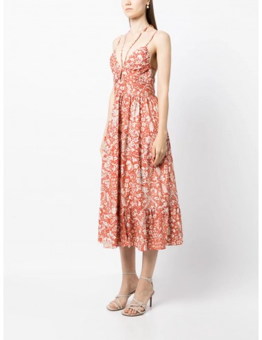 PHOEBE - Vestido cintas estampado - naranja