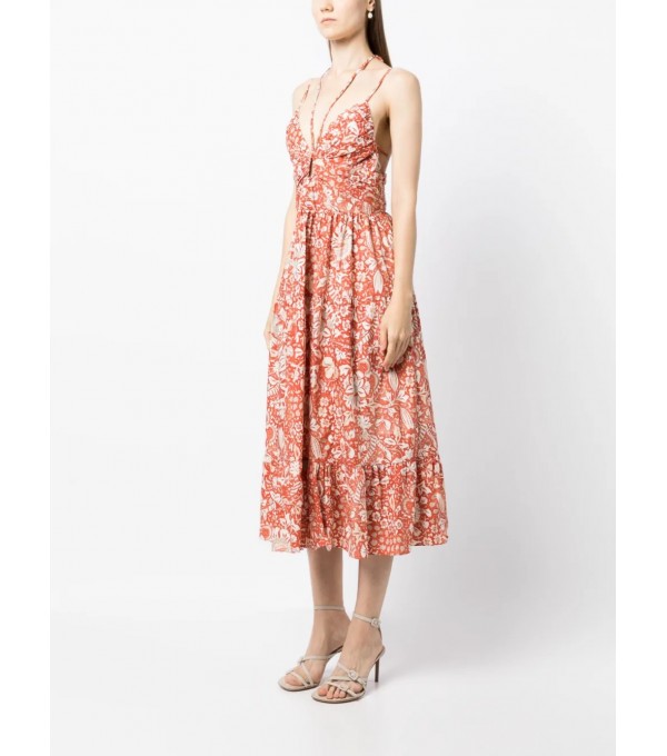 PHOEBE - Vestido cintas estampado - naranja PHOEBE - Vestido cintas estampado - naranja