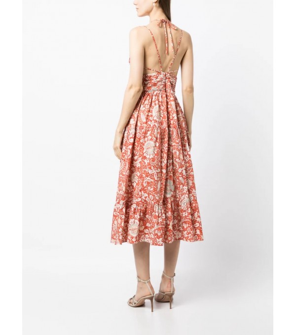 PHOEBE - Vestido cintas estampado - naranja PHOEBE - Vestido cintas estampado - naranja
