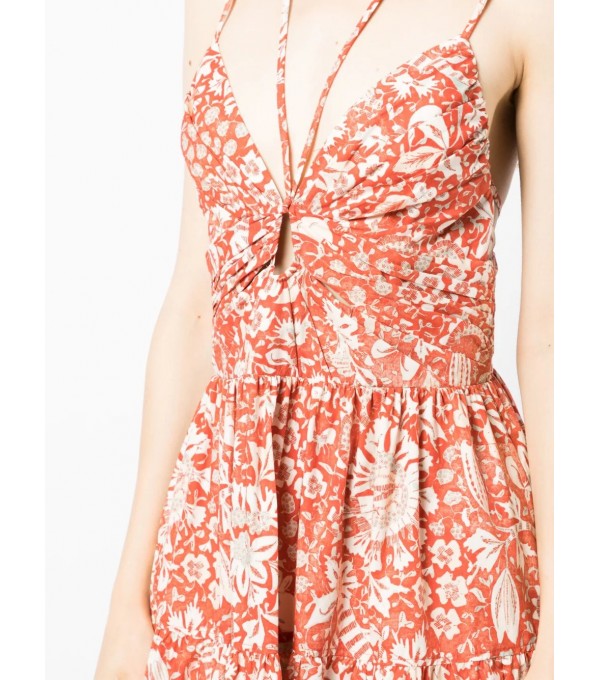 PHOEBE - Vestido cintas estampado - naranja PHOEBE - Vestido cintas estampado - naranja