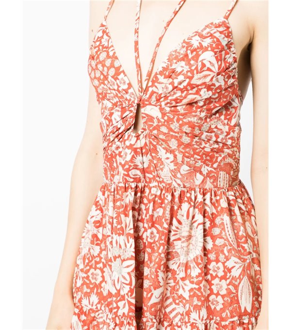 PHOEBE - Printed cotton dress - orange